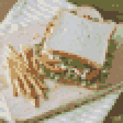 Food photo converted to pixel art example